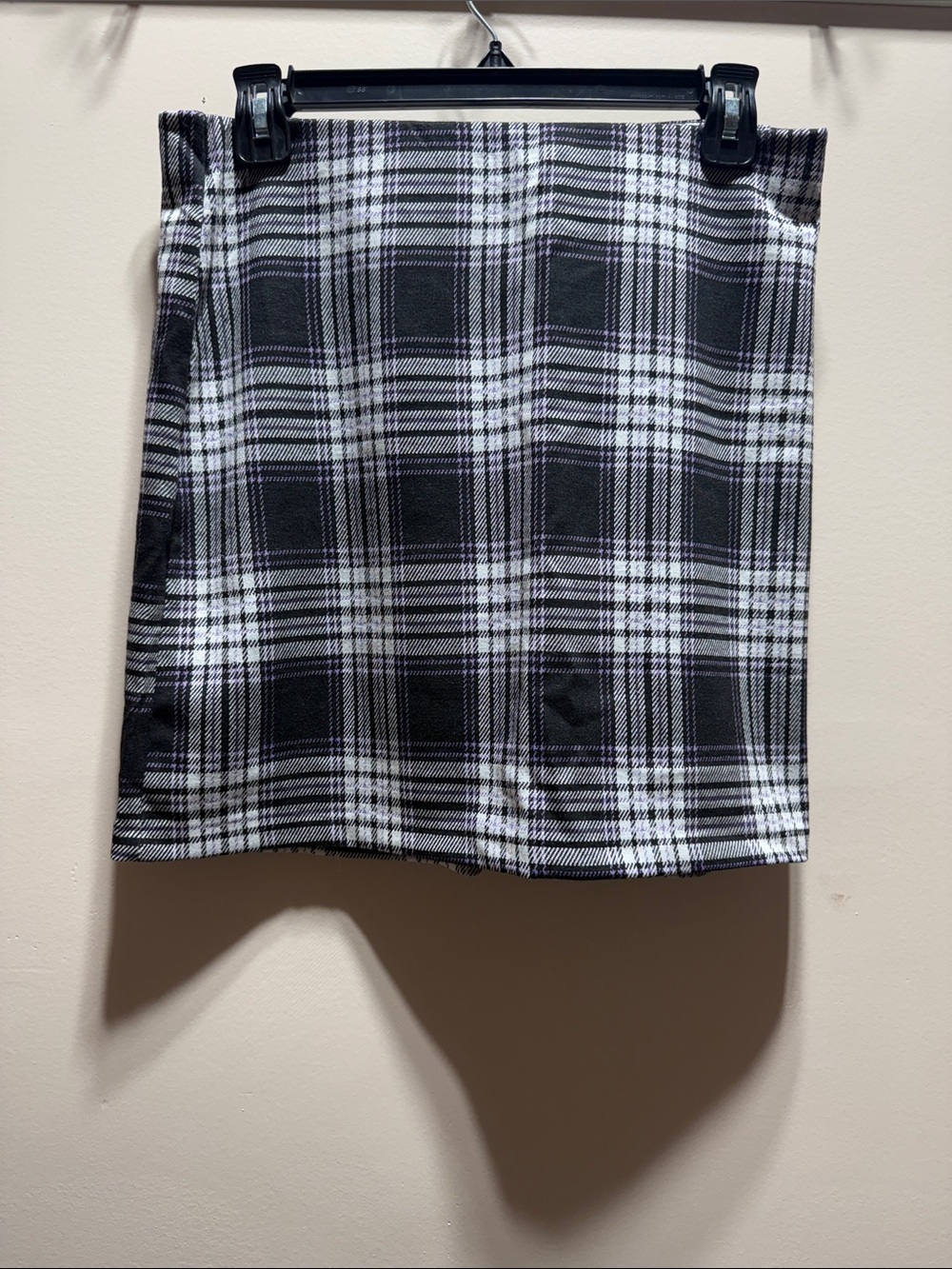 Divided Black and Gray Plaid Mini Skirt